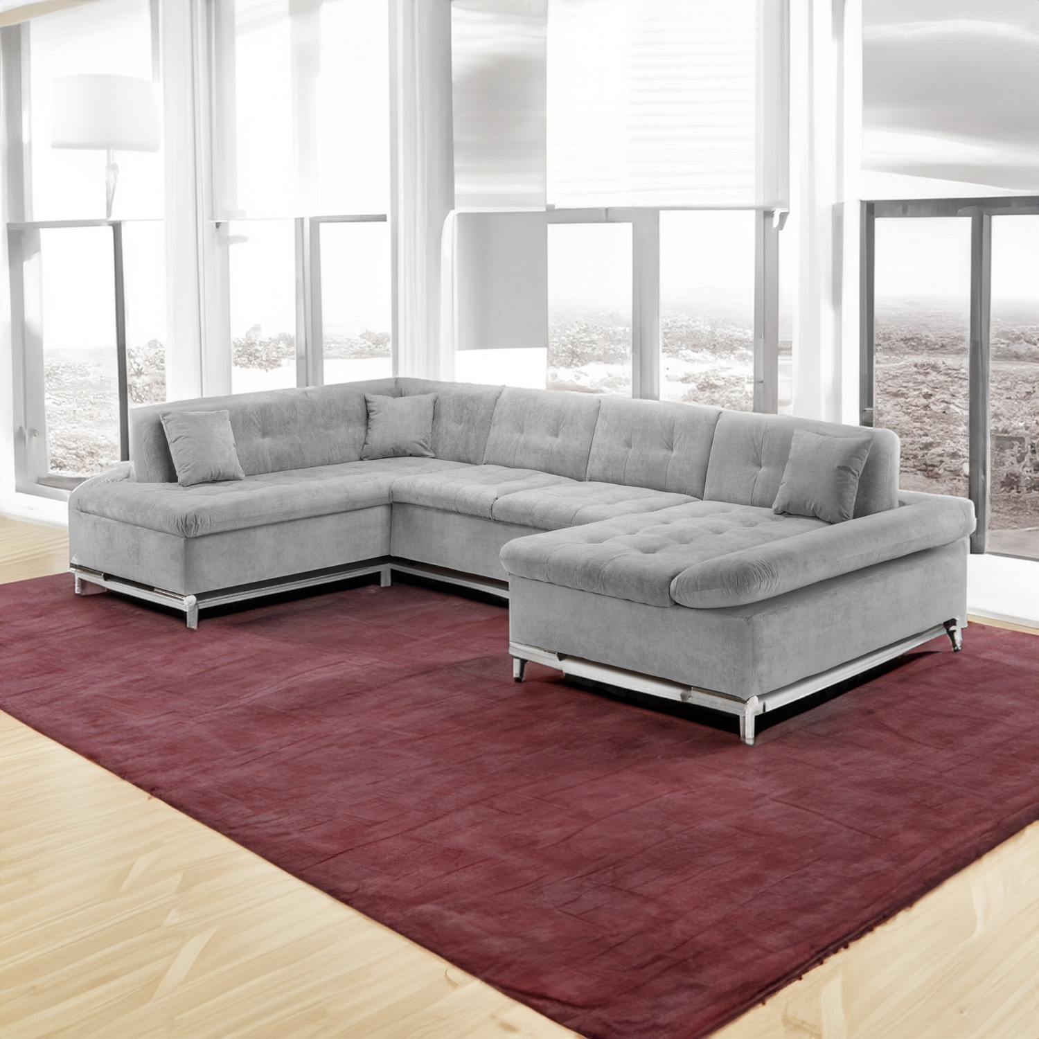 Bergen Sofabed Grey Left Hand Facing U Shape Corner - square-background