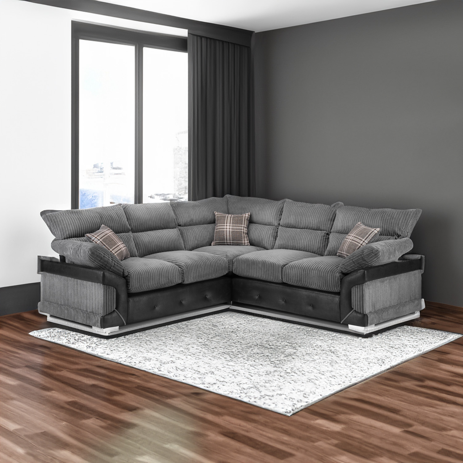 Logan Sofa Black_Grey Large Corner square background
